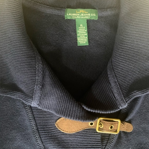 RALPH LAUREN Dress Sweatshirt Shift Buckle Vneck Transitional Minimalist Blue XL - Picture 10 of 12